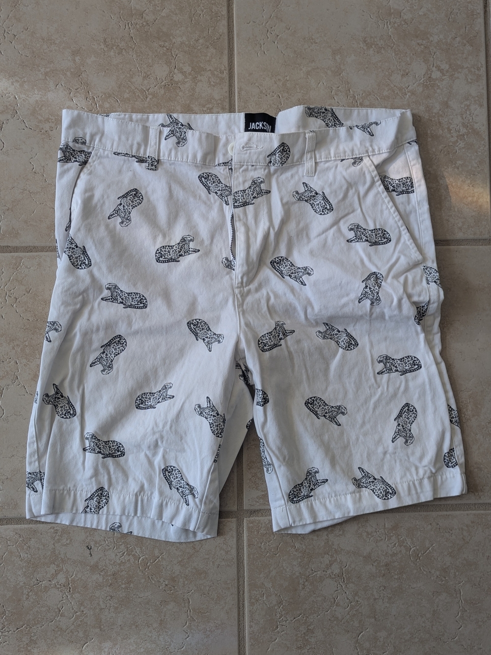 JACKSON White Printed Flat-Front Men's Shorts